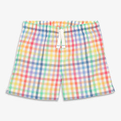 Kids PJ short in rainbow plaid