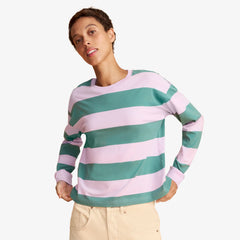 Women's fit long sleeve relaxed tee in rugby stripe