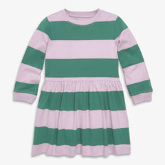 Kids long sleeve easy dress in stripe