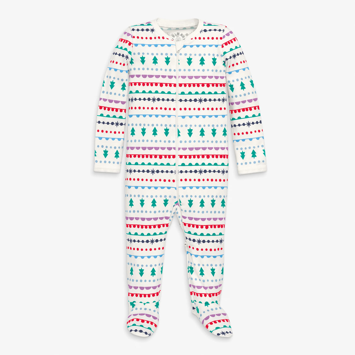 Clearance baby organic zip footie in merry ribbons