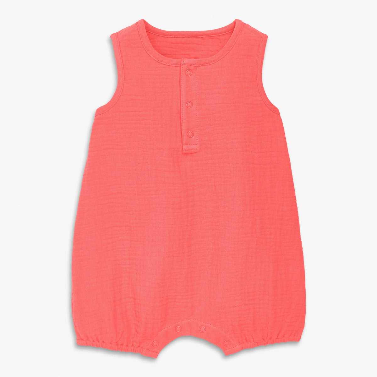 Baby cotton gauze henley bubble shortie