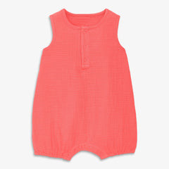 Baby cotton gauze henley bubble shortie