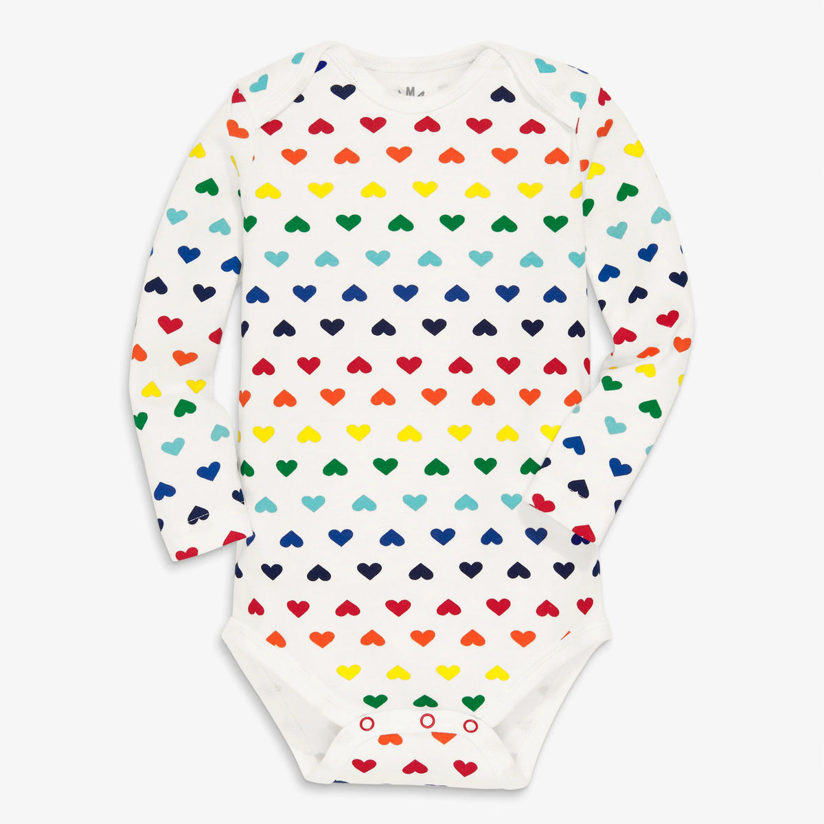 Clearance organic long sleeve babysuit in rainbow heart