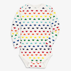Clearance organic long sleeve babysuit in rainbow heart