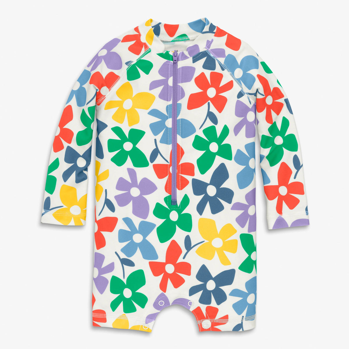 Baby one-piece rash guard in rainbow blooms
