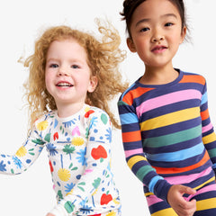 Kids organic long sleeve PJ top in rainbow garden party