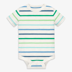 Short sleeve stripe babysuit