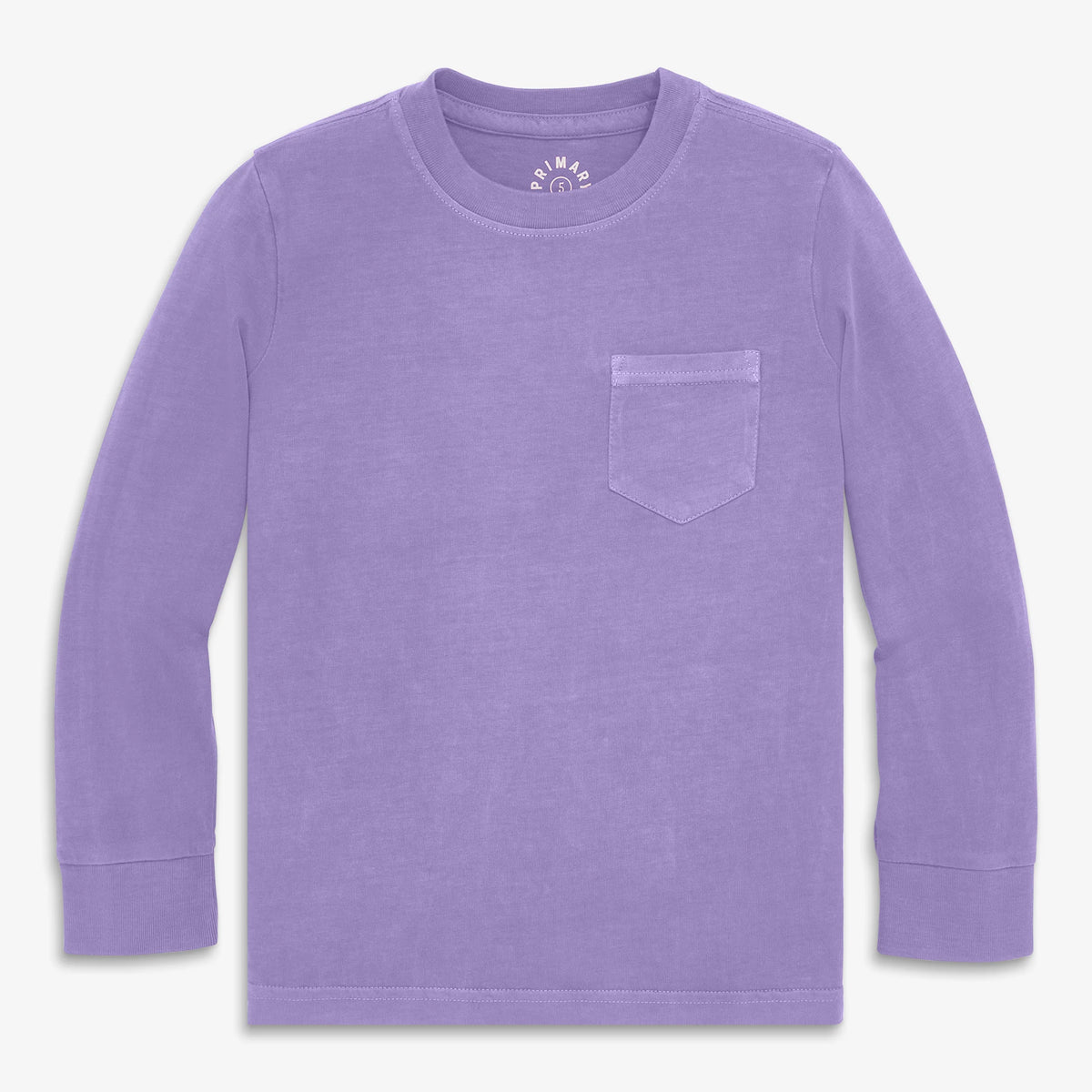 Clearance kids long sleeve garment dyed pocket tee