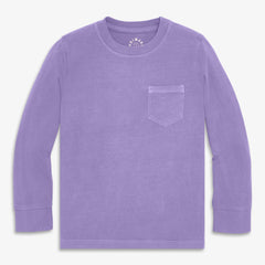 Clearance kids long sleeve garment dyed pocket tee
