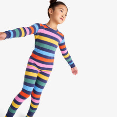 Kids organic PJ pant in rainbow stripe