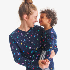 Clearance kids organic long sleeve PJ top in rainbow forest