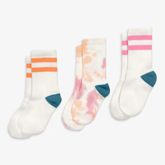 Kids athletic sock 3-pack tie-dye and stripes