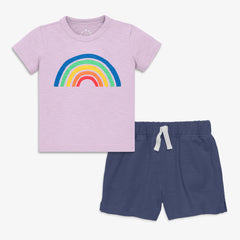 Baby cutout rainbow tee set