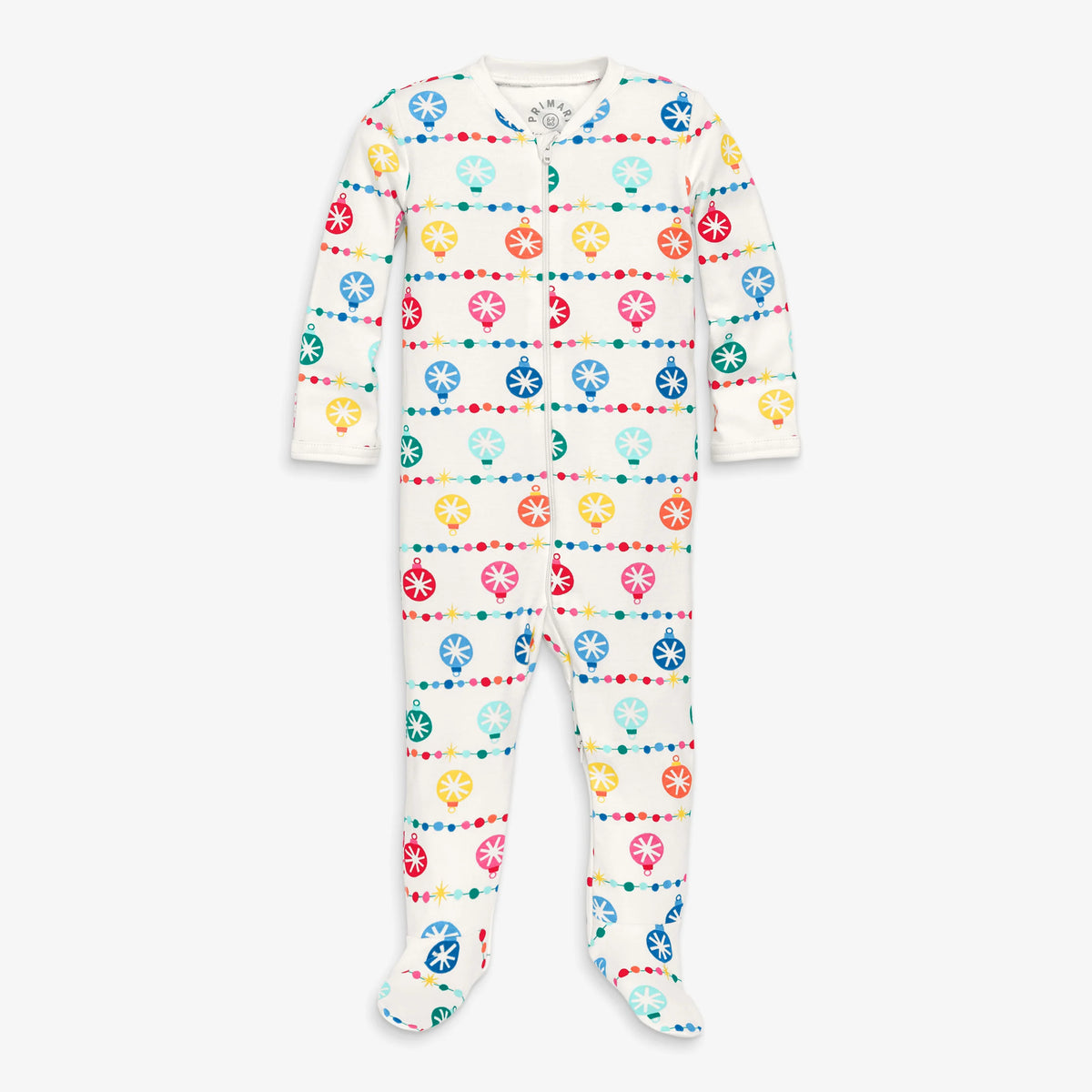 Clearance baby organic zip footie in confetti lights