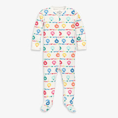 Clearance baby organic zip footie in confetti lights