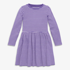 Kids long sleeve rib perfect pocket dress in stripe