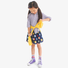 Clearance kids pull-on pocket skirt in rainbow apples