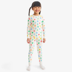 Clearance Kids organic long PJ set in rainbow egg hunt