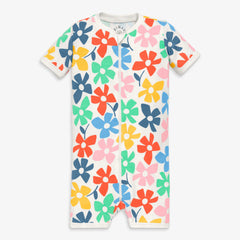 Baby organic zip shortie in rainbow blooms