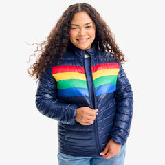 Women's fit lightweight puffer jacket in stripe