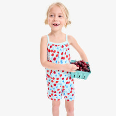 Clearance kids tank romper in cherries