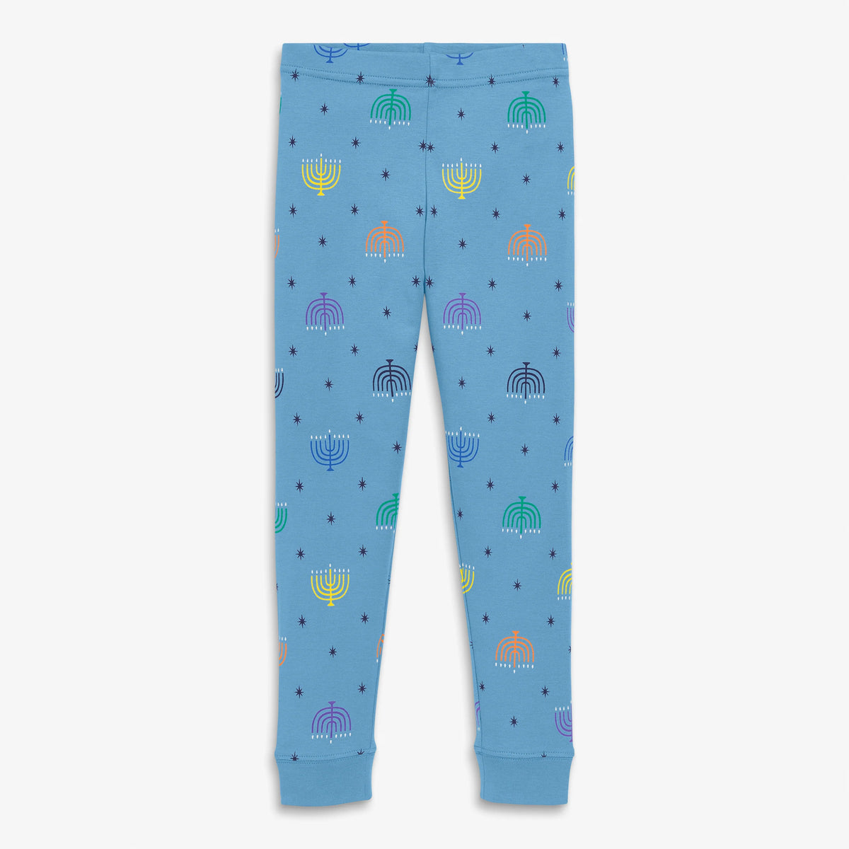 Clearance kids organic PJ pant in rainbow menorahs