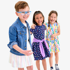 Clearance kids picnic dress in rainbow pinstripe
