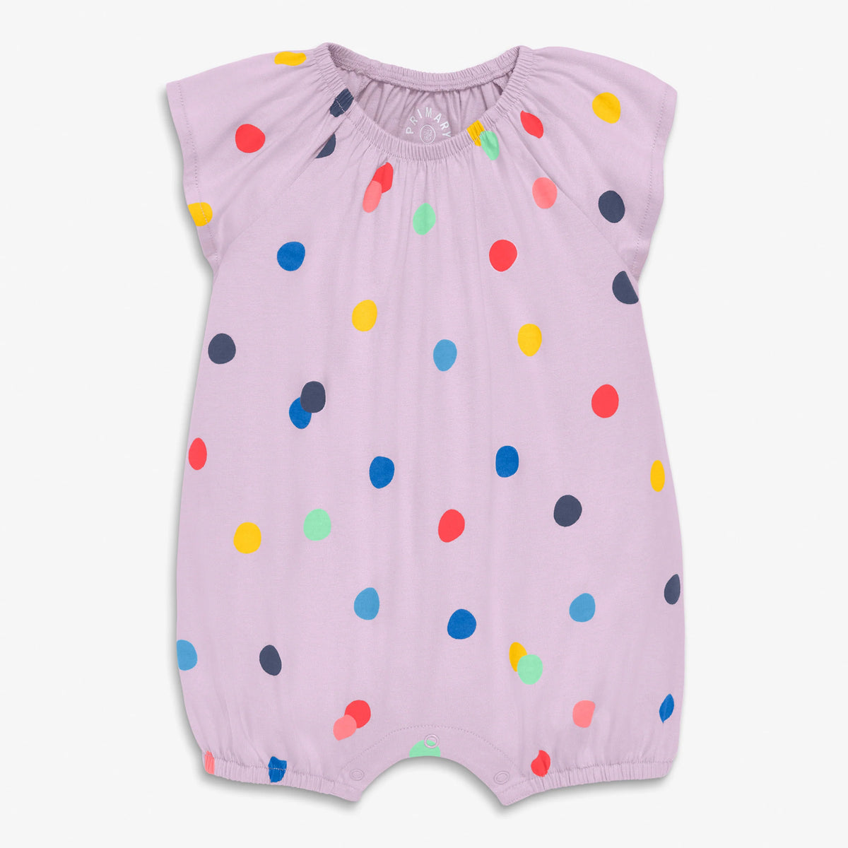 Baby flutter sleeve shortie in rainbow confetti dots