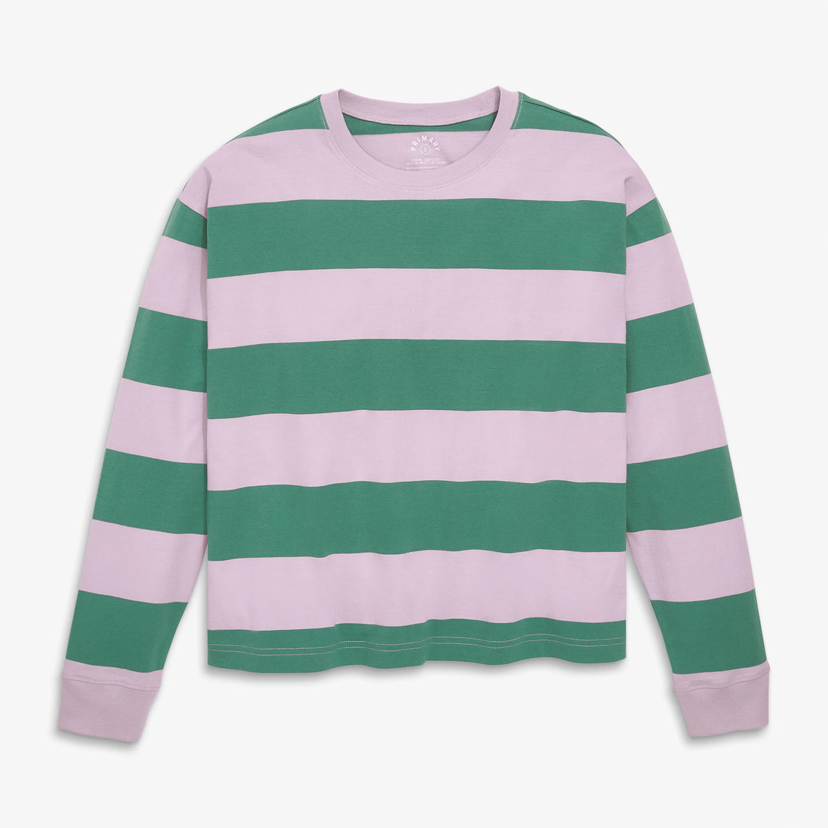 Women's fit long sleeve relaxed tee in rugby stripe