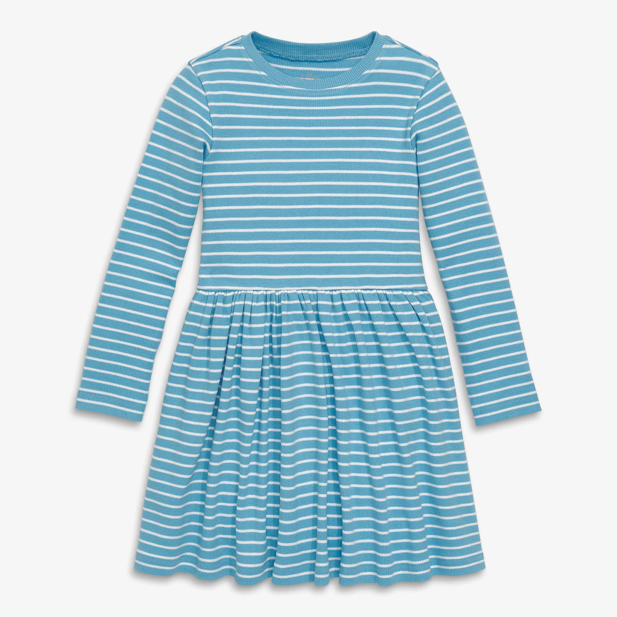 Kids long sleeve rib perfect pocket dress in stripe