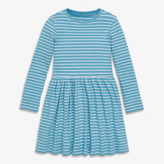 Kids long sleeve rib perfect pocket dress in stripe