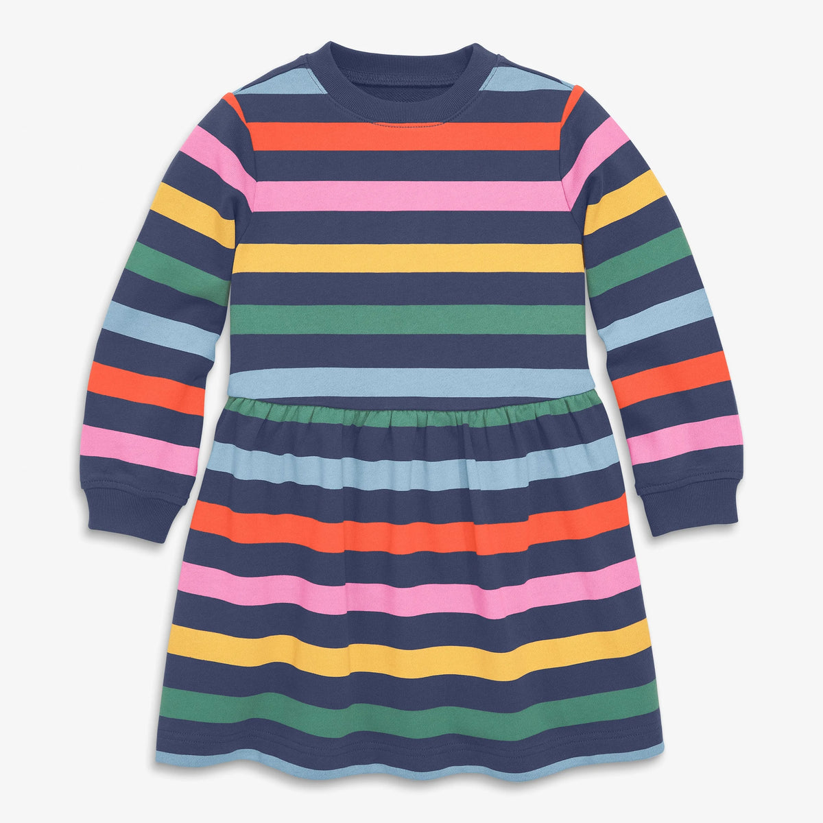 Kids easy sweatshirt dress in rainbow stripe