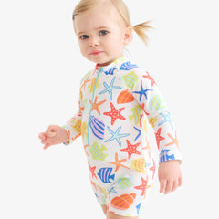 Baby one-piece rash guard in under the sea