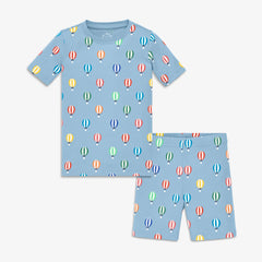 Kids organic PJ set in rainbow balloons