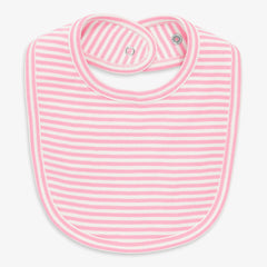 Clearance baby organic snap bib in mini stripe