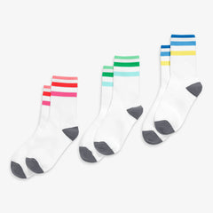 Kids athletic sock 3-pack in rainbow ringer mix