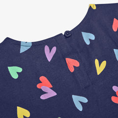 Kids backyard dress in rainbow confetti hearts