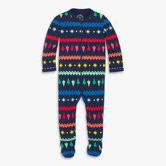 Clearance baby organic zip footie in festive fair isle