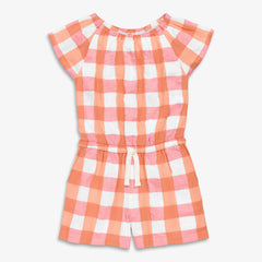 Clearance kids drawstring romper in gingham