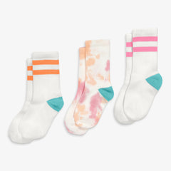 Kids athletic sock 3-pack tie-dye and stripes