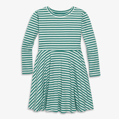 Clearance kids long sleeve twirly dress in mini stripe
