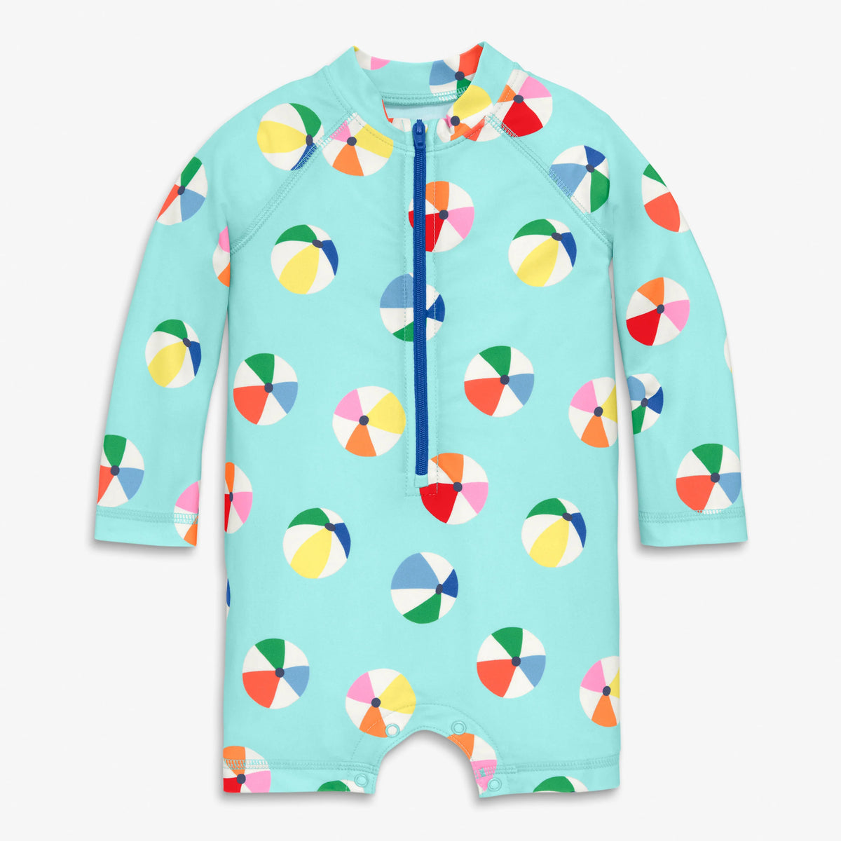 Baby one-piece rash guard in beach balls