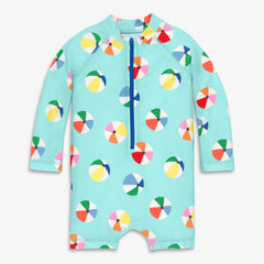 Baby one-piece rash guard in beach balls