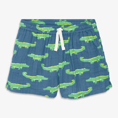 Kids cotton gauze beach short in gator pals