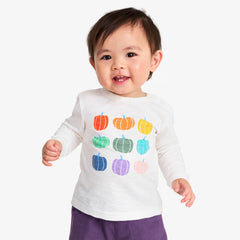 Baby long sleeve rainbow pumpkin tee