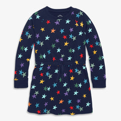 Clearance kids sweatshirt dress in rainbow confetti stars