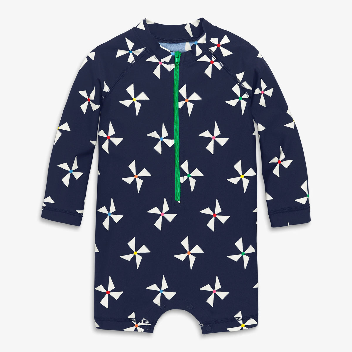 Clearance baby one-piece rash guard in rainbow pinwheels