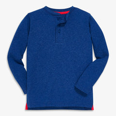 Kids heathered long sleeve henley tee