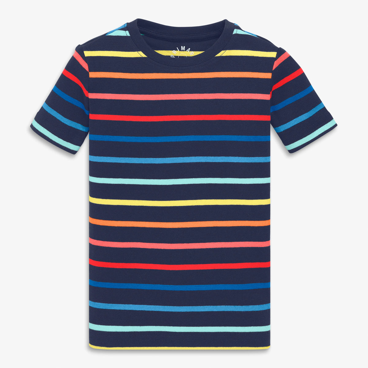 Clearance kids organic short sleeve pj top in sunrise rainbow stripe