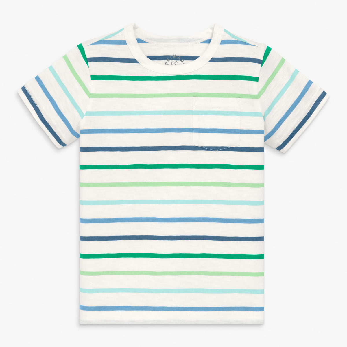 Kids slub pocket tee in multi stripe